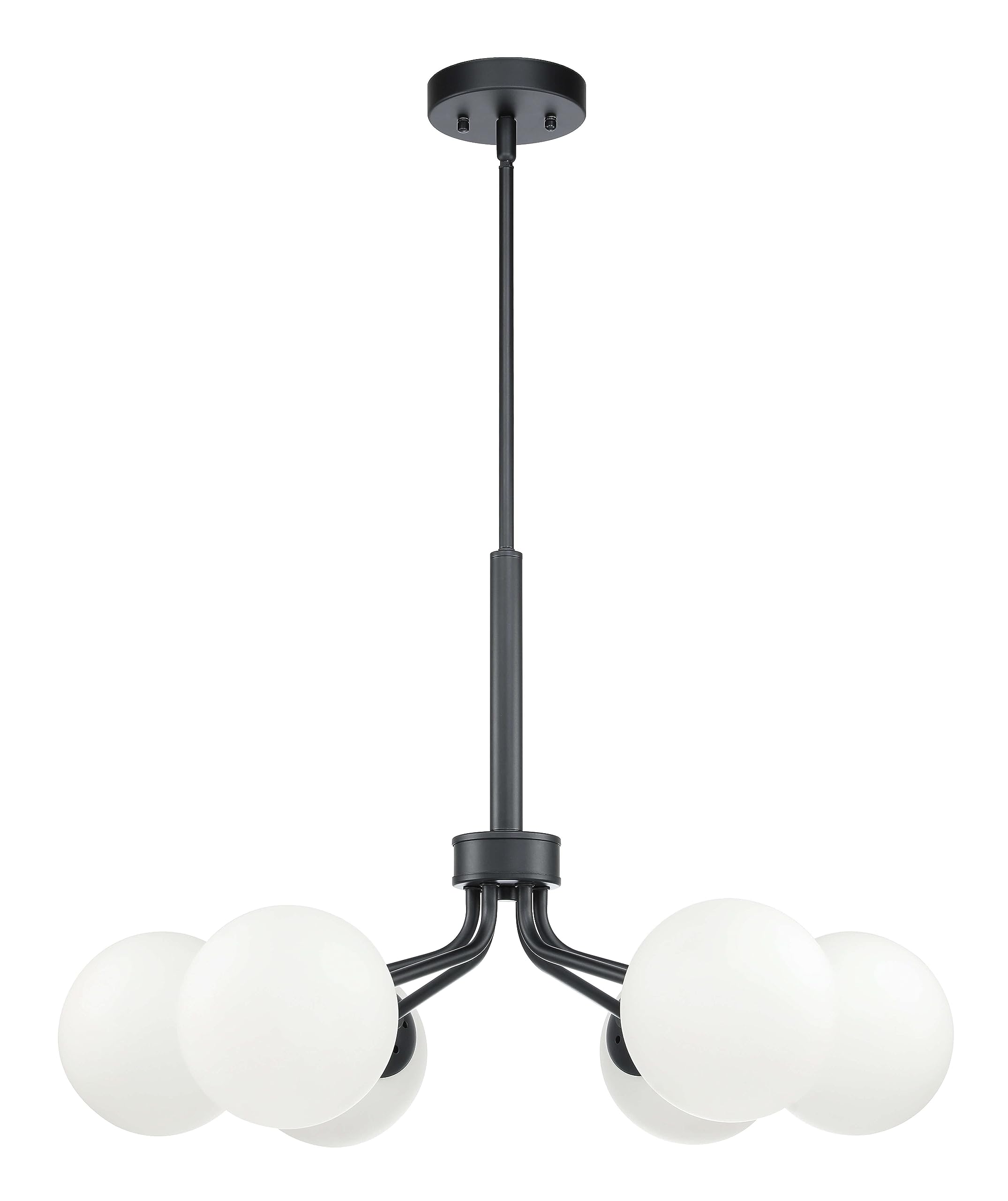 XiNBEi Lighting Glass Globe Sputnik Chandelier Modern Black Chandelier Pendant Ceiling Light Fixture 6 Light Chandeliers for Dining Room, Living Room, Kitchen