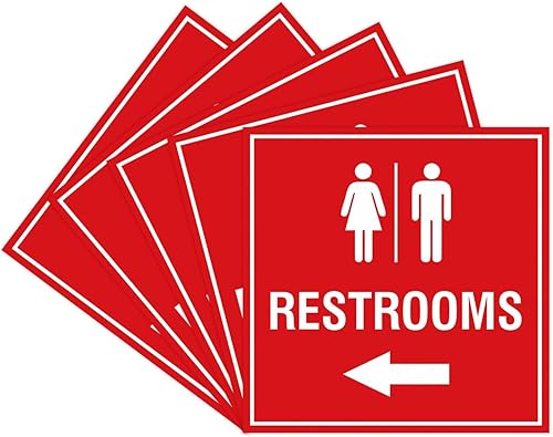 Miniatura 24 de Signs ByLITA Letrero cuadrado de flecha izquierda para baños con cinta adhesiva (plata cepillada) – grande (paquete de 1) Brushed Silver,Azul,Marrón