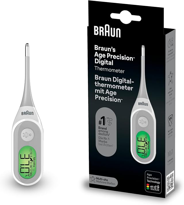 Braun Age Precision Digital thermometer | Digital Stick Multi-Site Usage | Orally, Rectally or Underarm | Baby & Infant Friendly | #1 Brand among doctors1 | PRT2000