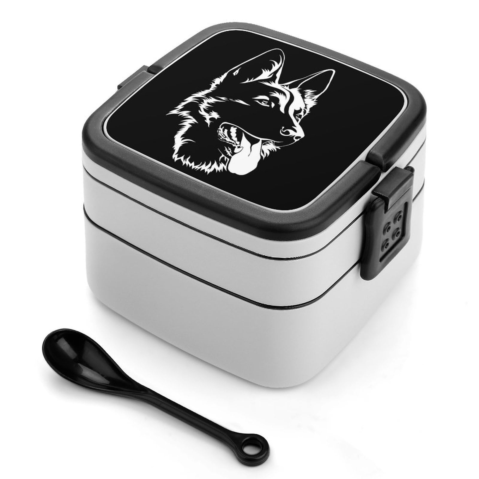CGSBNGHA Black German Shepherd Bento Lunch Box 2 Layer Lunchbox Food Container for Adults Office