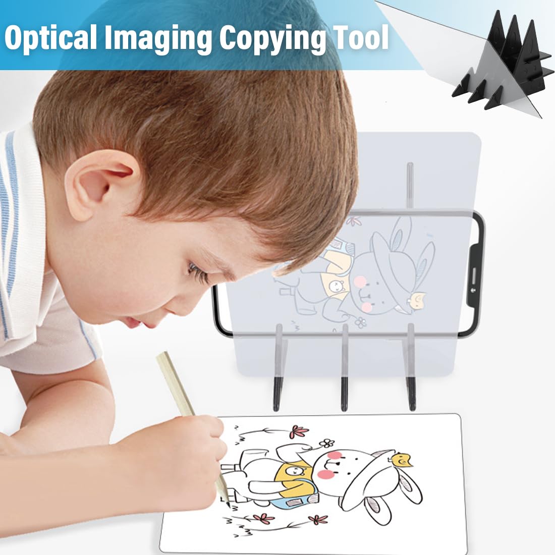 WUSJCOF Tavolo da Disegno Ottico per Telefono e Tablet, Blocco da Disegno Luminoso, Strumento per Schizzi per Bambini Studenti Artisti (13,5x20cm) (Trasparente)