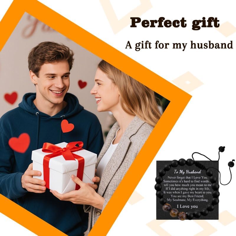 Birthday Valentines Day Gifts for Men Beaded Bracelet for Boyfriend Husband Son Grandson Dad Gift Ideas - Image 2