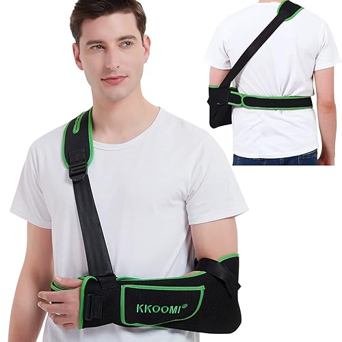 KKOOMI Eslinga de brazo, cabestrillo de brazo para lesiones de hombro, almohada de puño rotador, inmovilizador de hombro con acolchado ajustable,