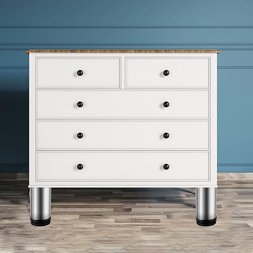 Miniatura 7 de Paquete de 12 patas ajustables plateadas para muebles de 4 a 4.5 pulgadas, patas redondas de metal de acero inoxidable, patas de cocina, pies de