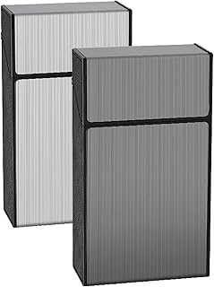 Cigarette Case for King Size 100mm Cigarettes Women and Men Perfect for Roll Your Own Cigs -Set of 2 Pack(Gray + Silver, 100mm)