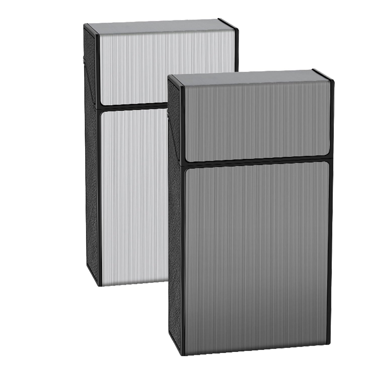 Cigarette Case Aluminum Magnetic Switch 20 Capacity 2 Pack 100mm (Gray + Silver, 100mm)-image-18
