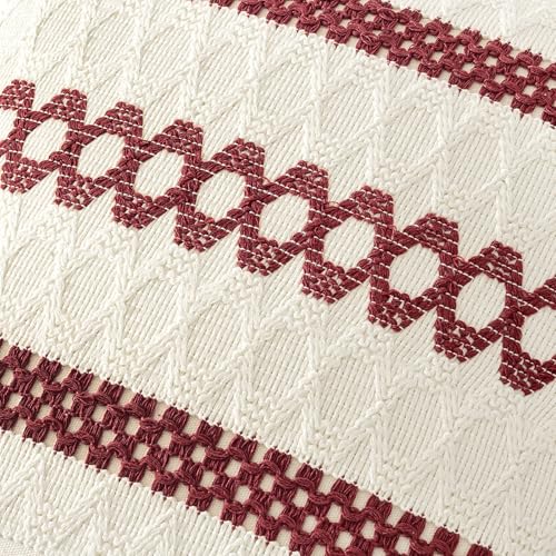 Image of MIULEE Set of 2 Christmas Burgundy Boho Decorative Pillow Covers 18x18 Inch