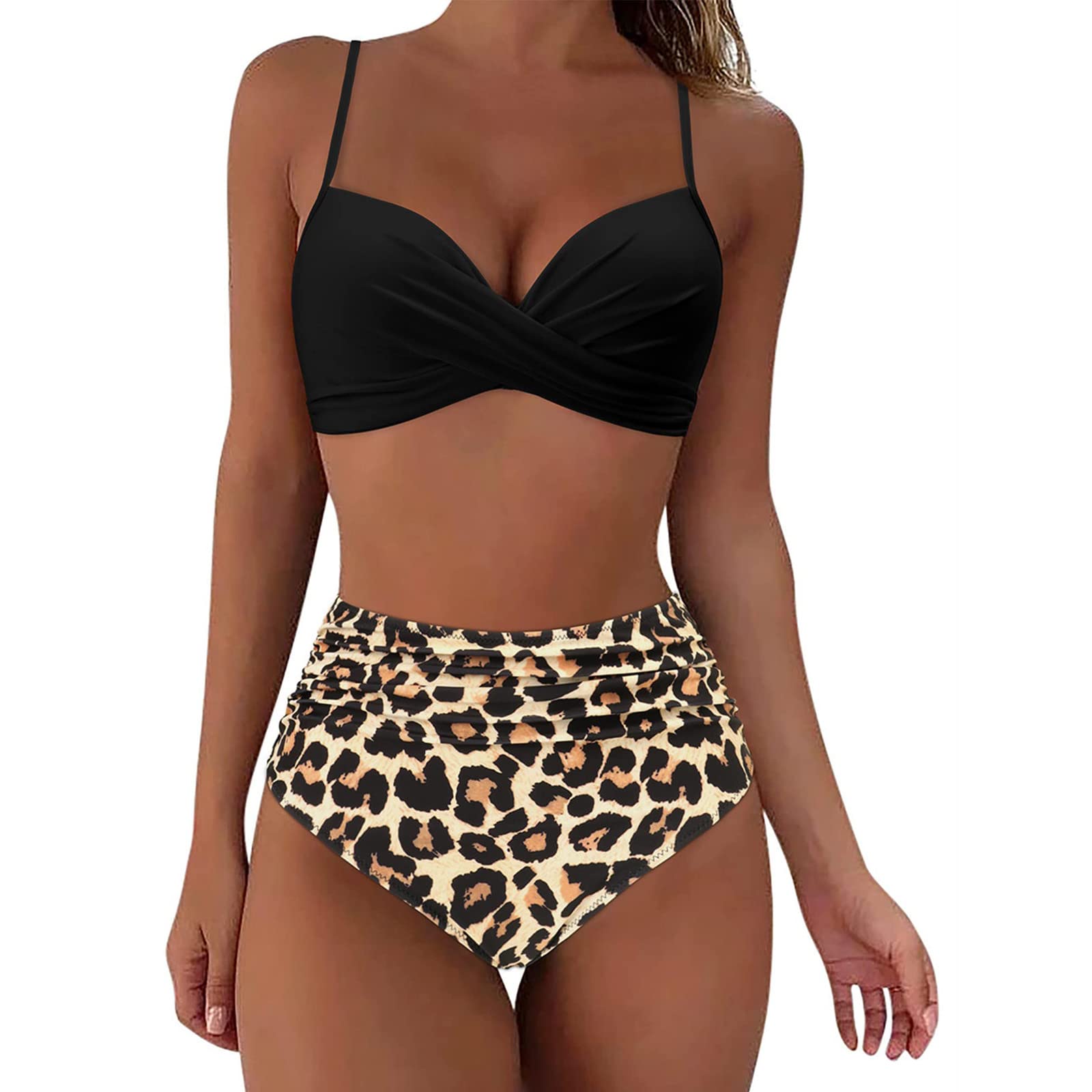 ZYPAINIY Bikinis Mujer Reductor Barriga Traje de Baño 2 Piezas Push Up Cuello en V con Relleno Conjuntos de Bikinis Mujer 2024 Verano de Playa bañadores Sexy Bikini Top y Braga Ajustable