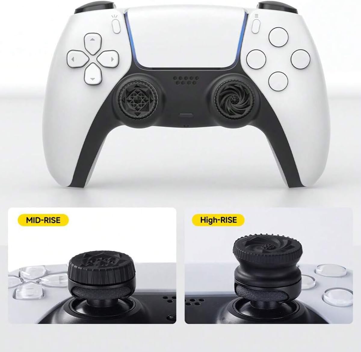Performance Thumbstick Extender for PS5/PS4, New 3D Texture Rubber Silicone Grip Cover 6 Pcs Grip Stick Joystick Thumbstick for PlayStation 5 Controller & PS4 Controller (Black)