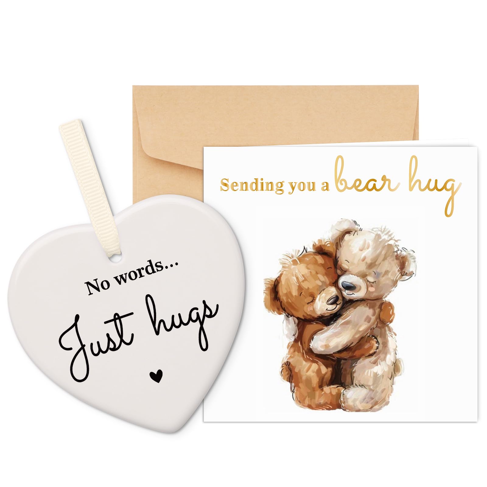 PRSTENLY Sympathy Cards, Thinking of You Card with Ceramic Heart Plaque, Bereavement Card Condolence Cards for Loss of Mum Dad