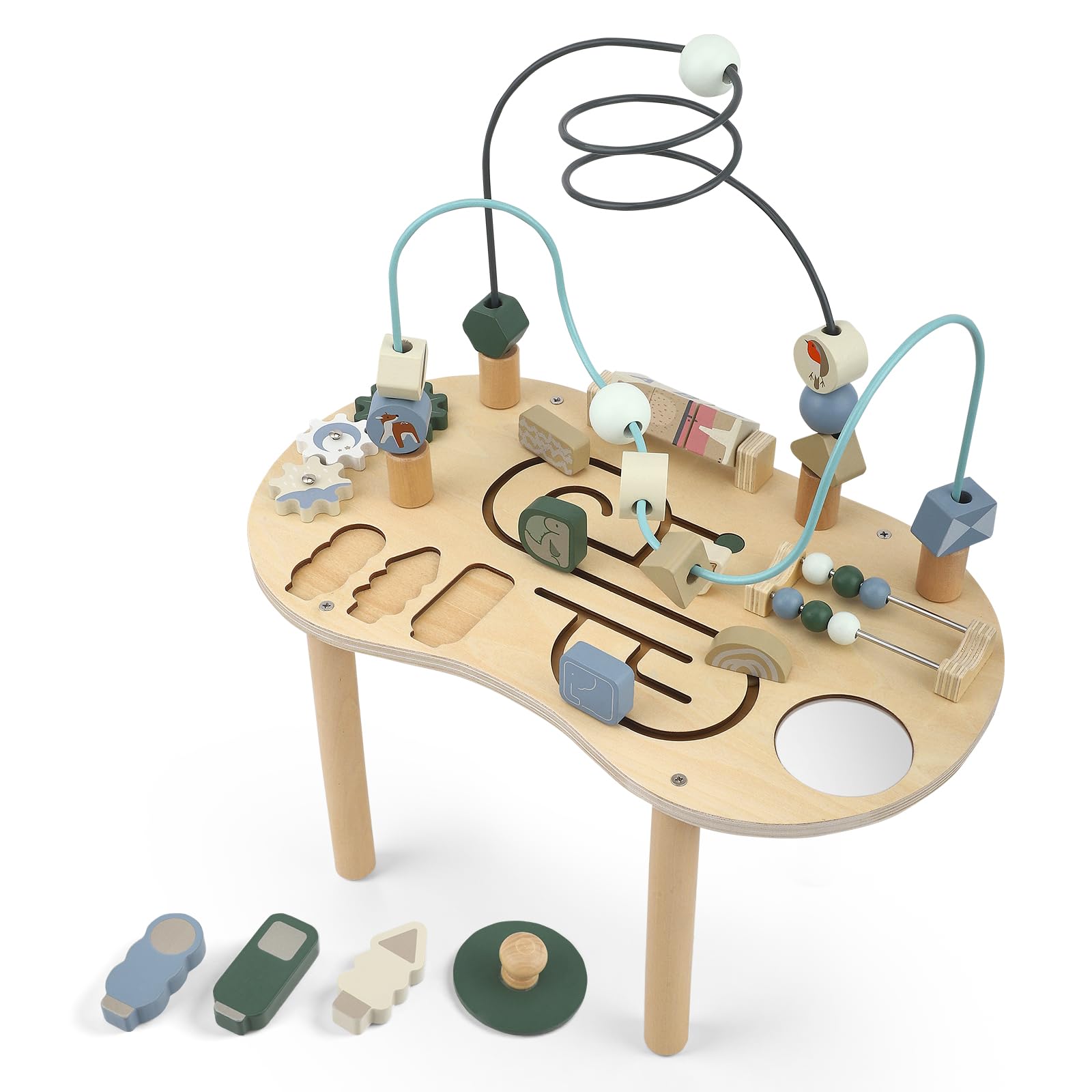 Tavolo attività in legno per bambini Baby Montessori Giocattoli 7 in 1 Tavolo da gioco a partire dai 3 anni in su, Activity Center Baby, per neonati, regalo per ragazze e ragazzi