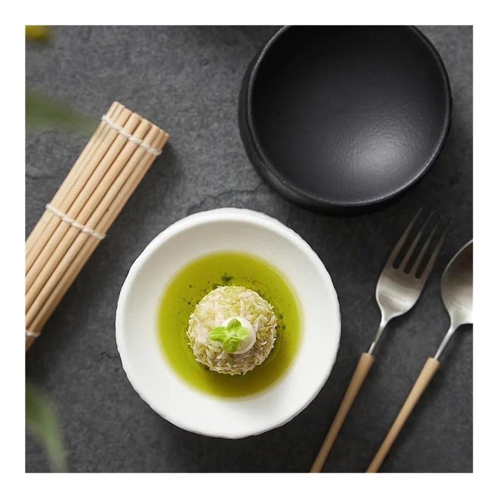 Dessertteller Zylindrischer Retro-Dessertteller aus Keramik, Sushi-Teller, Vorspeisenteller, Restaurant(Black)