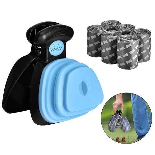 Queta Dog Pooper Scooper with 6 Roll Waste Bags Small Pet Toilet Waste Pickup Poop Scoop with Pet Poop Bags