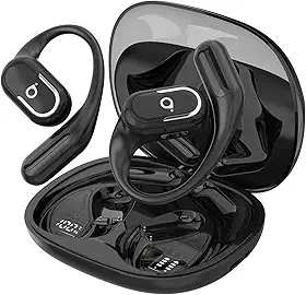 Fone De Ouvido Bluetooth Esportes, Basike T7, IPX6/OWS, Tela LED Dupla, Fone de Ouvido Estéreo Hi-Fi, Suporta Chamadas de Voz, 60 Horas em Standby Para Corrida e Exercícios ao Ar Livre (PRO Preto)