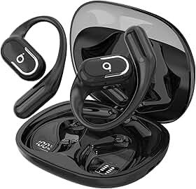 Fone De Ouvido Bluetooth Esportes, Basike T7, IPX6/OWS, Tela LED Dupla, Fone de Ouvido Estéreo Hi-Fi, Suporta Chamadas de Voz, 60 Horas em Standby Para Corrida e Exercícios ao Ar Livre (PRO Preto)