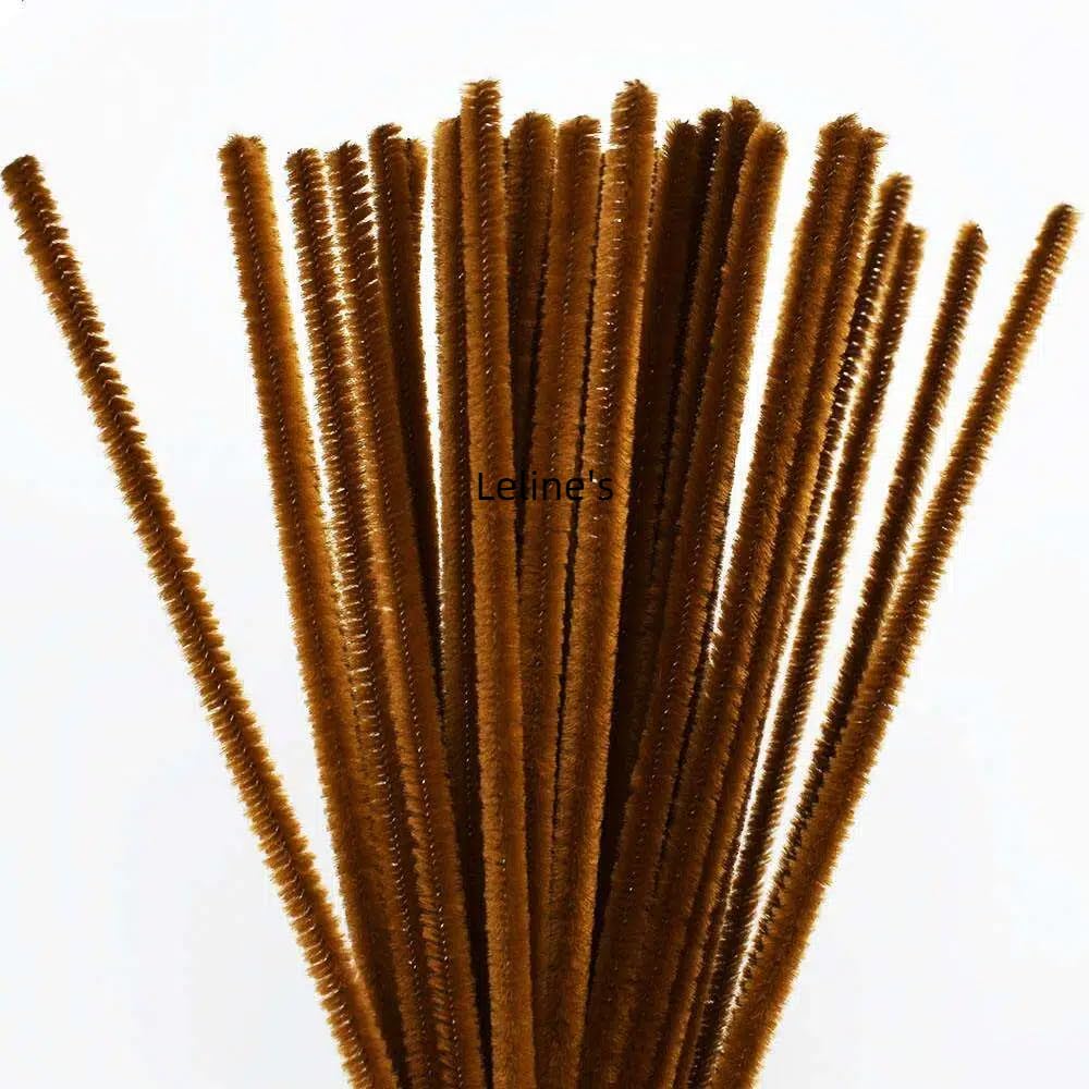 Leline's Pipe Cleaners, 50 Pieces Chenille Stem for Crafts, Brown