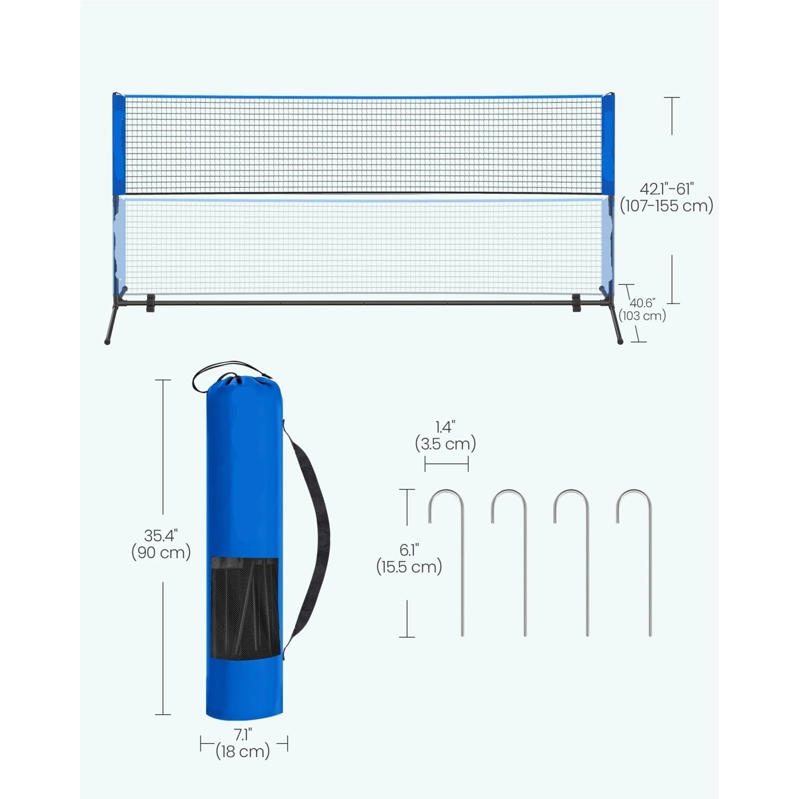 Rete Pallavolo Da Giardino Rete da badminton 3,0 m, rete pallavolo, pali regolabili in altezza, set portatile for tennis