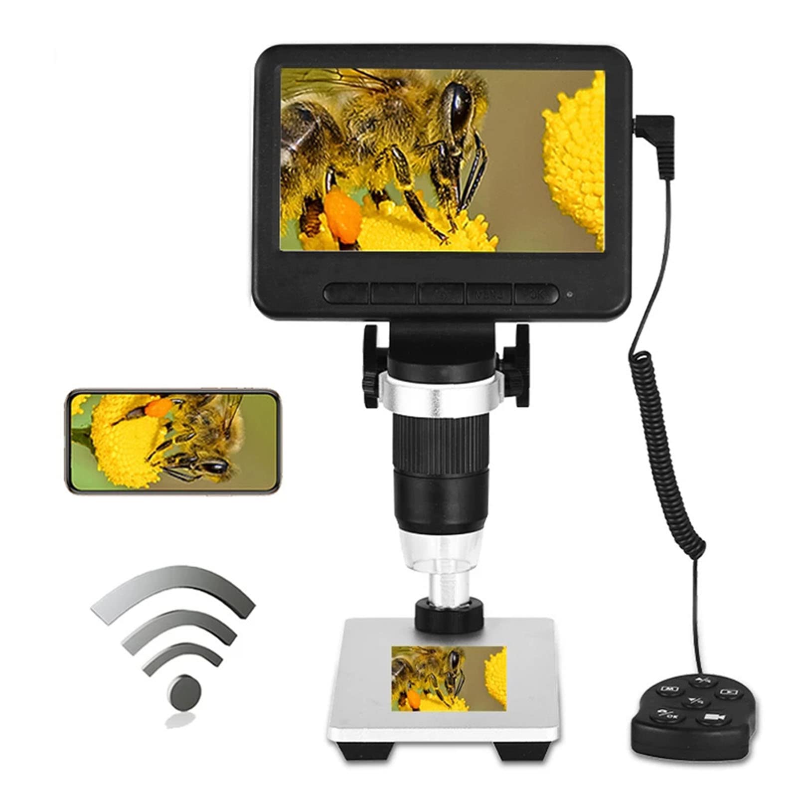 Cocoarm Microscope Numérique WiFi 1000X, Écran de 5 Pouces