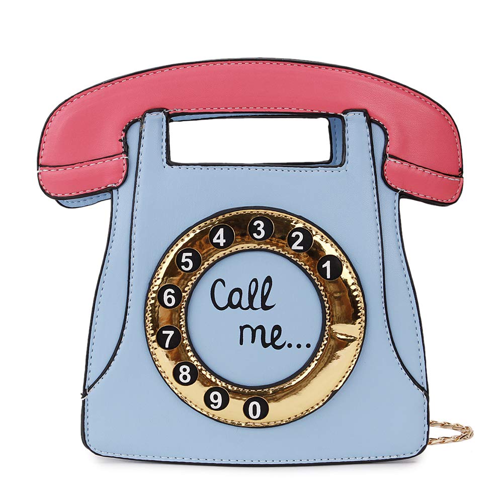 Cute Telephone Shape Crossbody Shoulder Bag Girl's Purses and Handbags Fashion Novelty Chain Bag