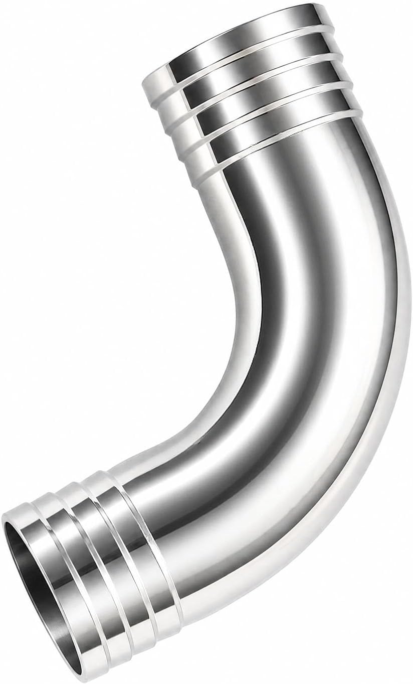 Yoebor SUS304 Sanitary Fitting 1-1/2" x 1-1/2" Hose Barb 90 Degree Elbow 1pc