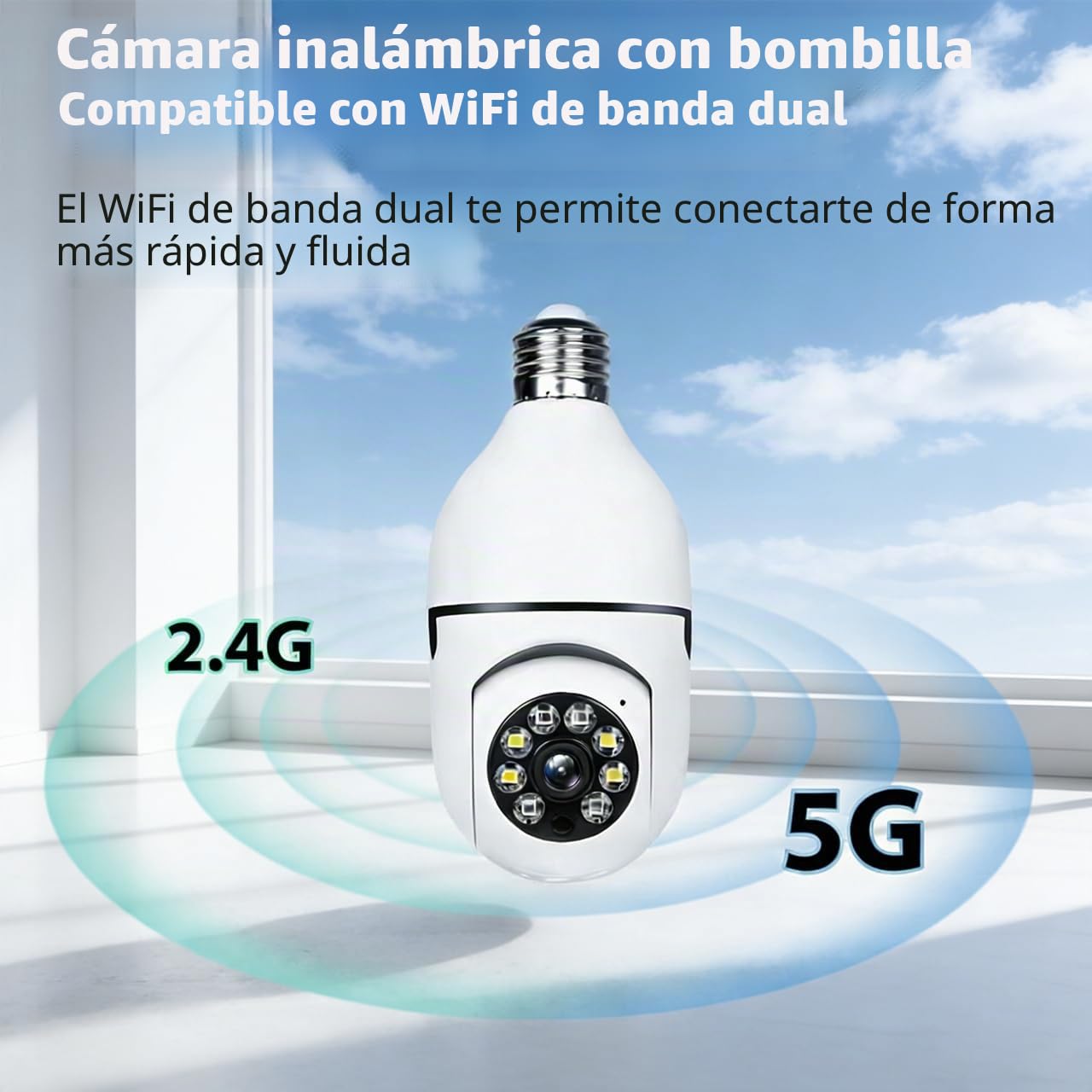 Hawkray - Cámara de seguridad con foco de luz -5G y 2.4GHz WiFi 2K 3MP, cámaras de seguridad inalámbricas, detección de movimiento al aire libre y monitoreo de alarma 911, habilitado para IA abierta