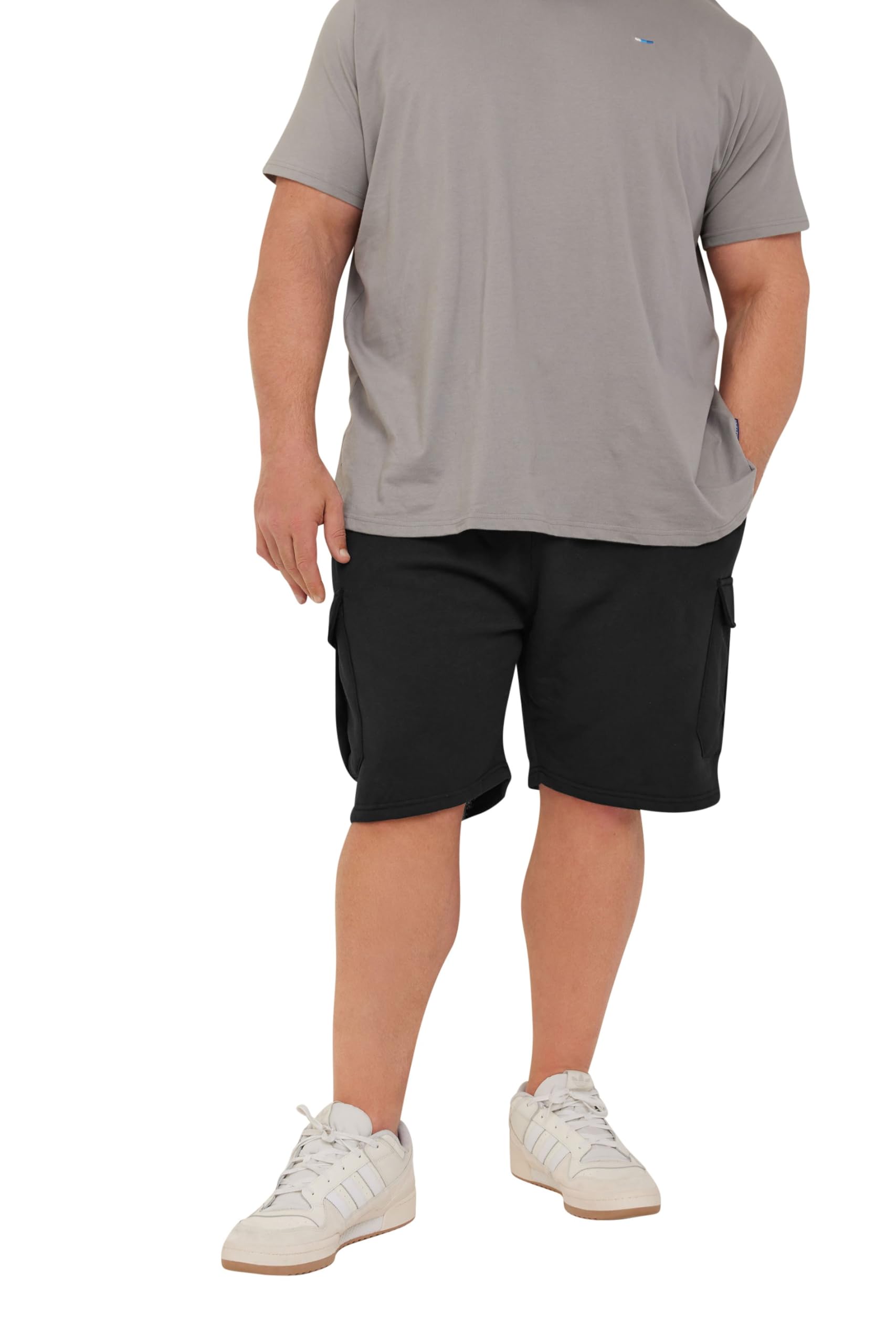 Badrhino Men's Black Big & Tall Essential Cargo Jogger Shorts - Plus Size Curve