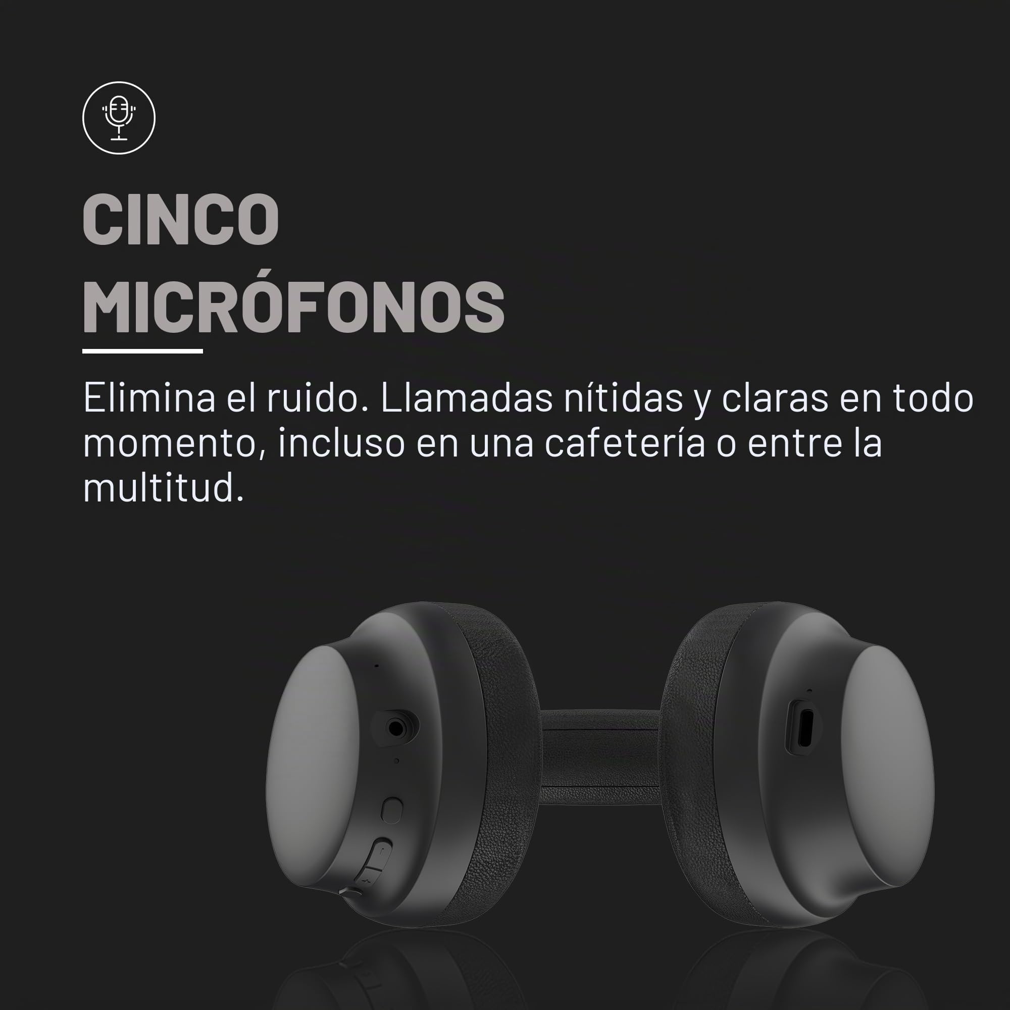 Raycon Essential - Auriculares Bluetooth sobre la oreja, cancelación activa de ruido inalámbricos + modo de concienciación, auriculares Bluetooth con micrófono, 50 horas de duración de la batería
