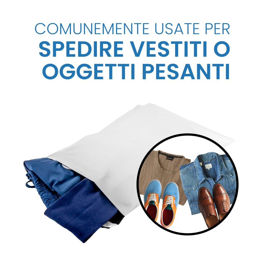 IMBALLAGGI 2000-100 Buste per Spedizioni 350x450+50mm COEX Impermeabile Antistrappo Anti Umidità Bianco Opaco