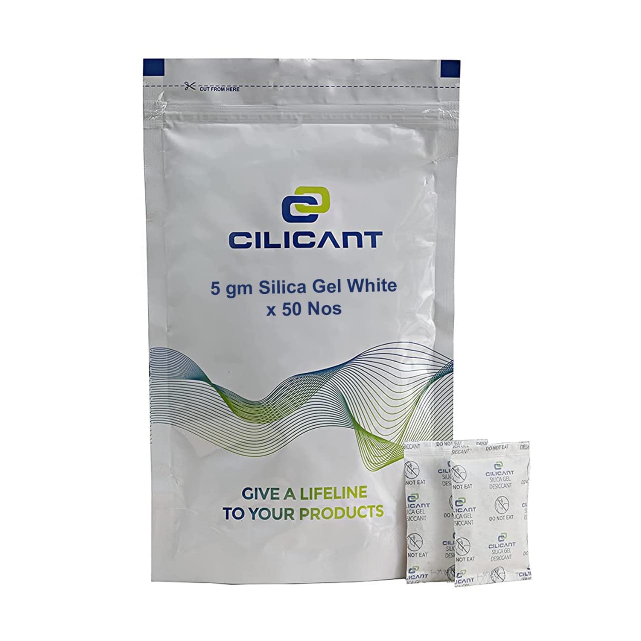 CILICAnT White Silica Gel 5 Gram pouch of 50 Packets Desiccant