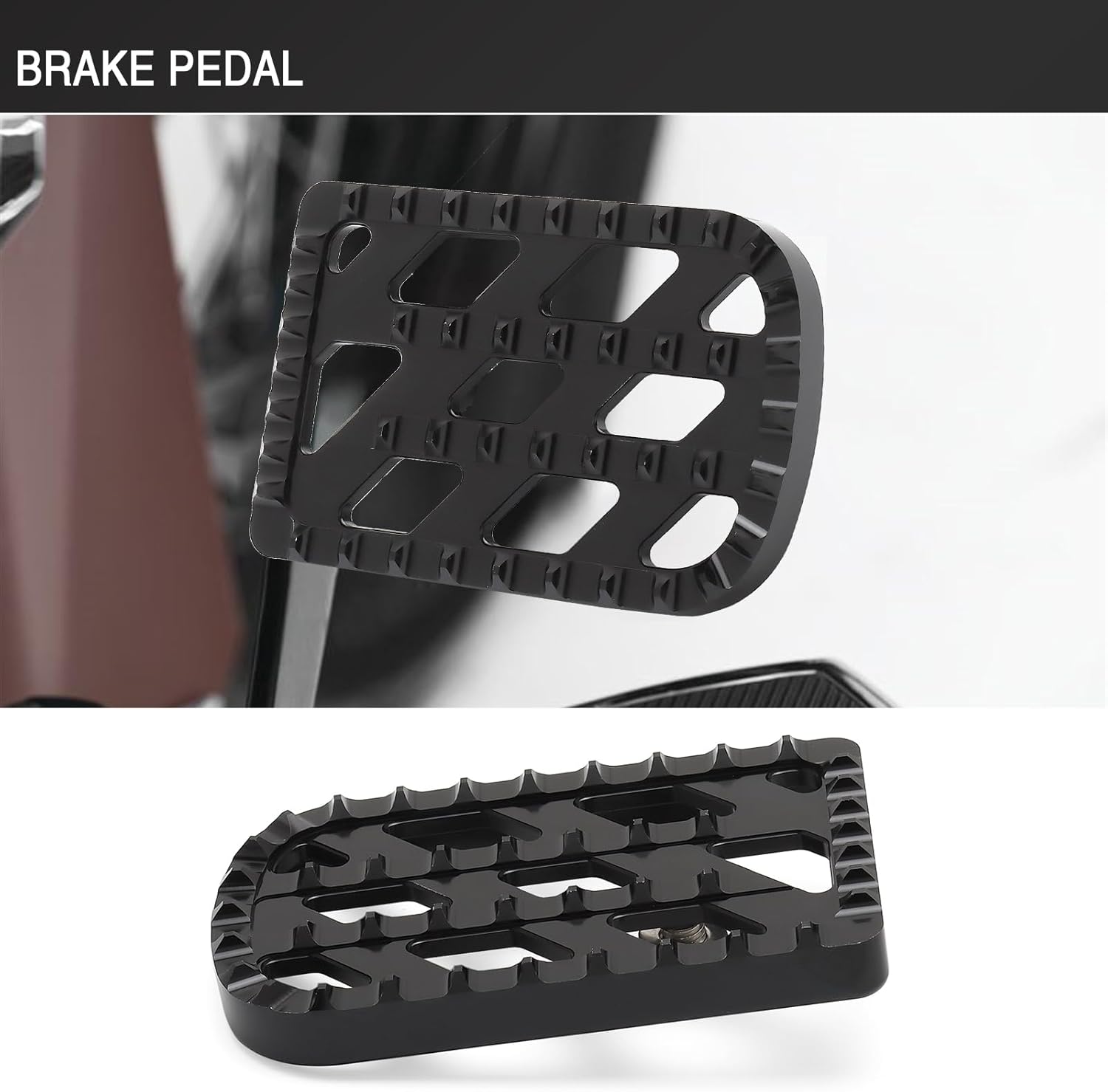 Motorcycle Brake Pedal Cover MX Style for Harley 1980-2024 Touring Road King Electra Glide 1986-2017 FL Softail Fat Boy Heritage 2012-2016 Dyna FLD (Black)