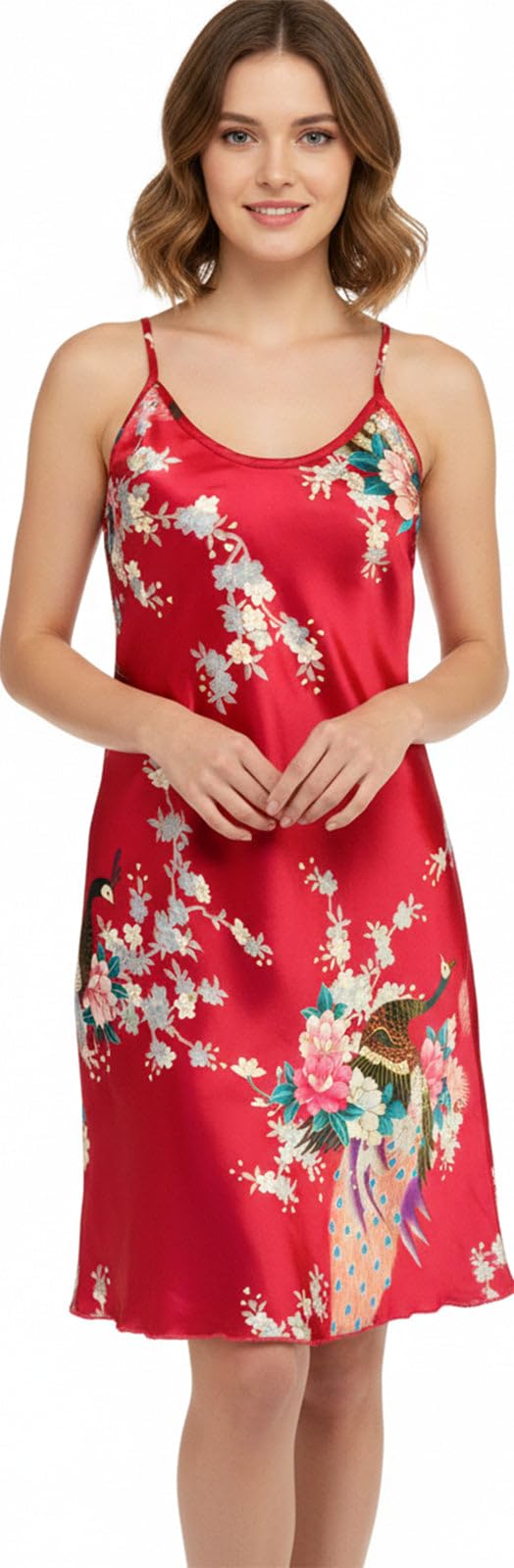 Trifolium Kimono Robe And Chemise Silky Peacock Satin Nightgown Bathrobe Wedding Negligee Nightdress — view 25