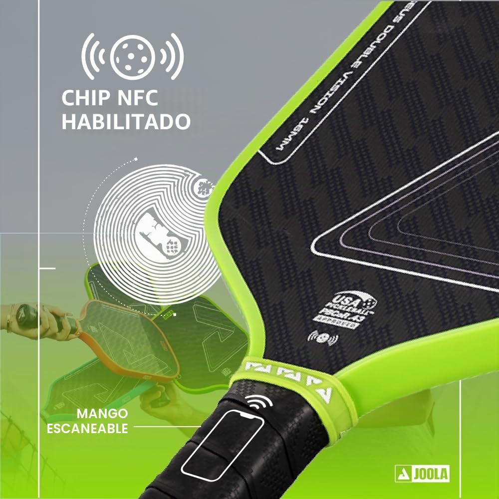 JOOLA Perseus Double Vision Pickleball Paddle,Charge Green,16mm,Pala homologada por la USAP
