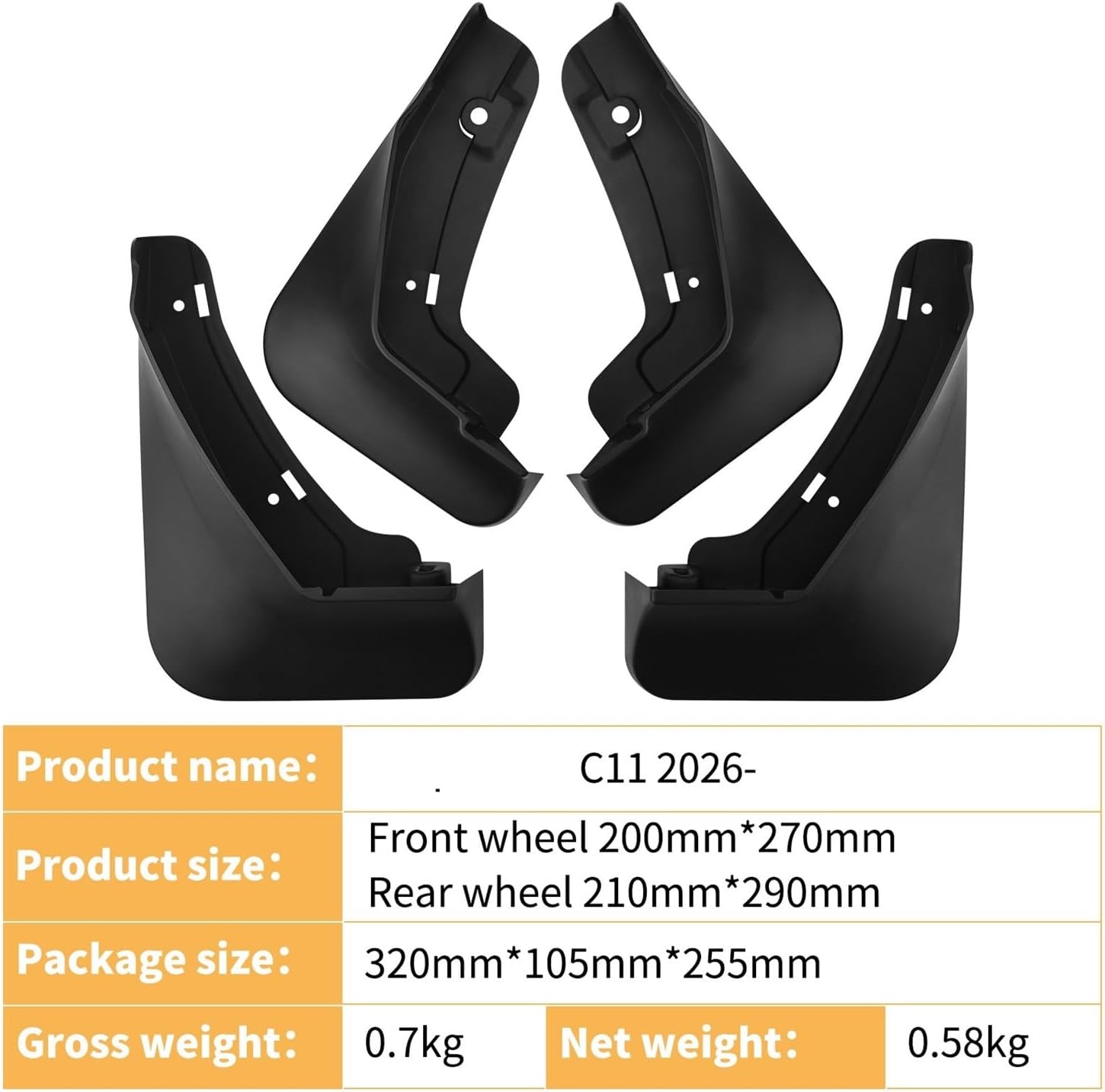 Mud Flaps Compatible with Leapmotor C11 2026 MudFlaps Front Rear Mudguards Car Accessories