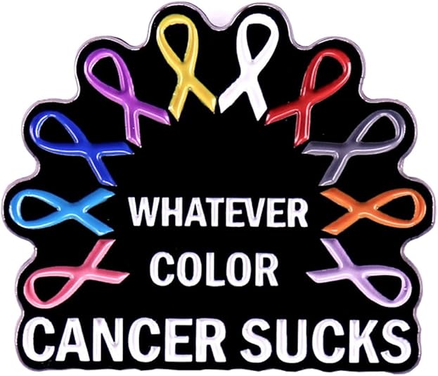 zhanghaoran Whatever Color Cancer Sucks Cancer Awareness Enamel Lapel Pin Colorful Ribbon Brooch Pin Nurse Gift Pin Badge Clothing Hat Backpack Decorations Cancer Support Gift