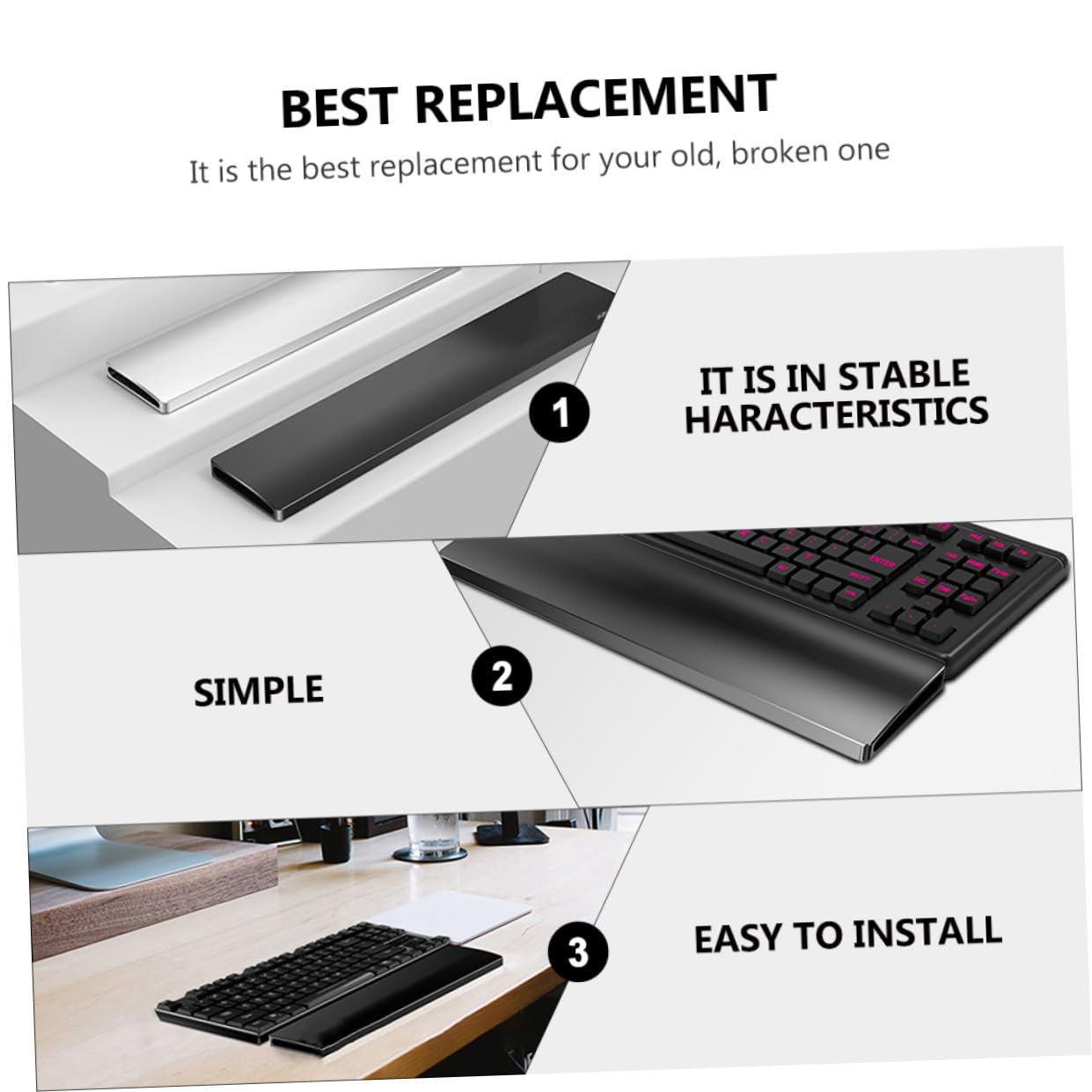Veemoon Repose-poignet Ergonomique Pour Clavier Base Stable Antidérapante Surface Lisse Confortable Soulageant La Fatigue Poignet