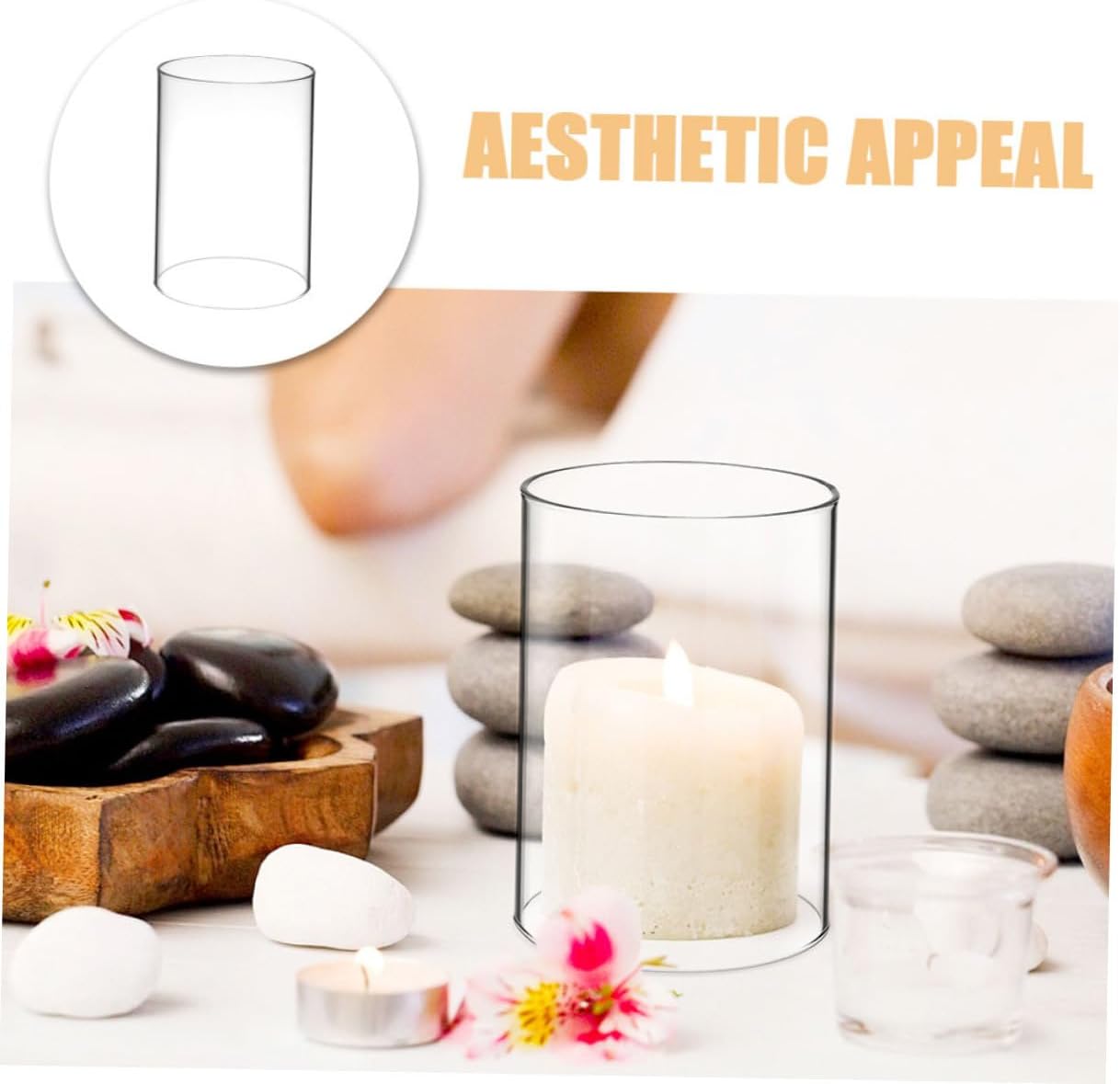 PRETYZOOM 2pcs Clear Glass Candle Holders Heat Resistant Transparent Shades for Decor Compact Cylindrical Design for Tables Weddings and Celebrations