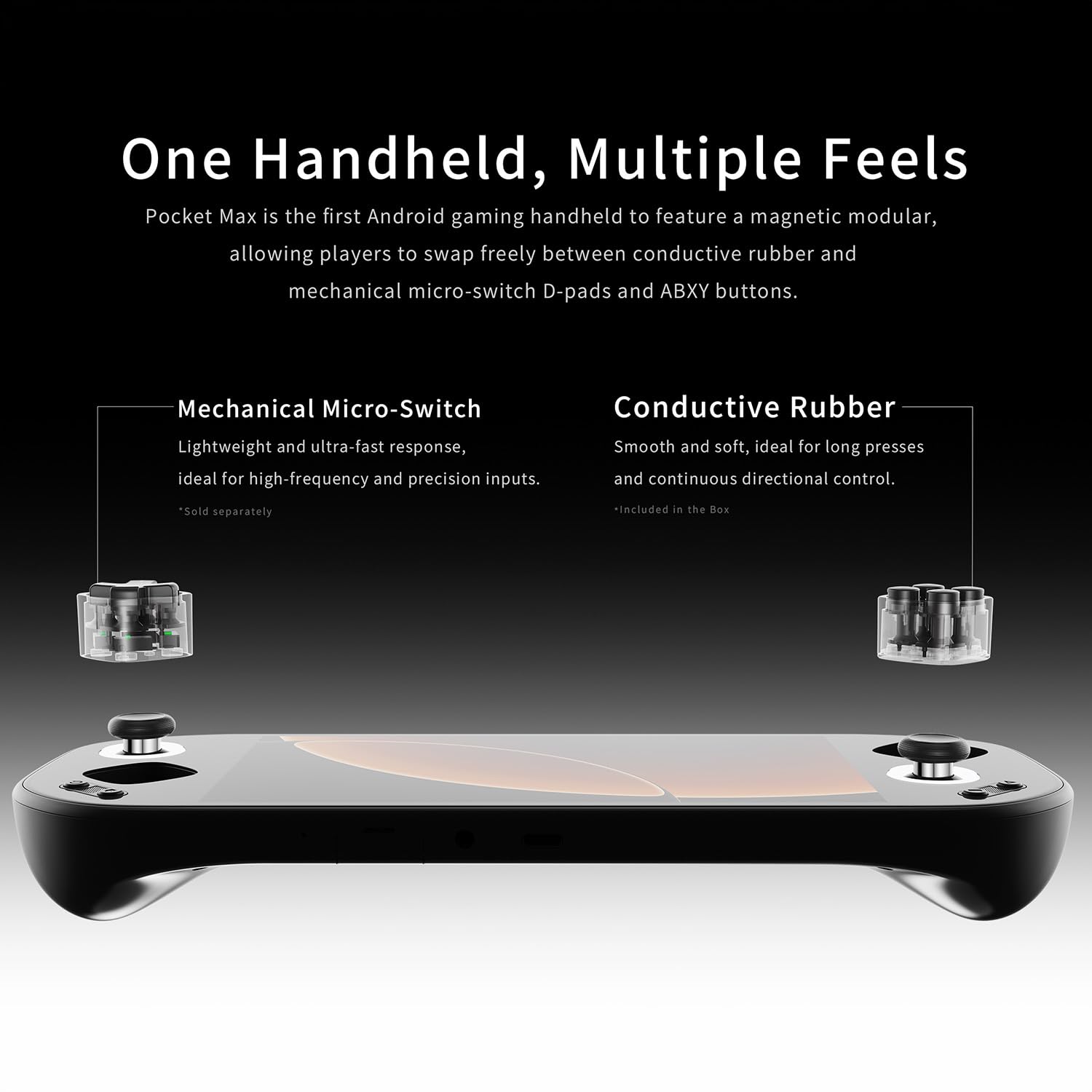 Pocket Max Console de Jeu rétro Portable Android, Écran Tactile 7" 144Hz FHD AMOLED, Snapdragon 865, 8GB RAM, 128GB UFS 3.1, Commandes modulaires magnétiques, Joysticks TMR, 8000mAh [Black]