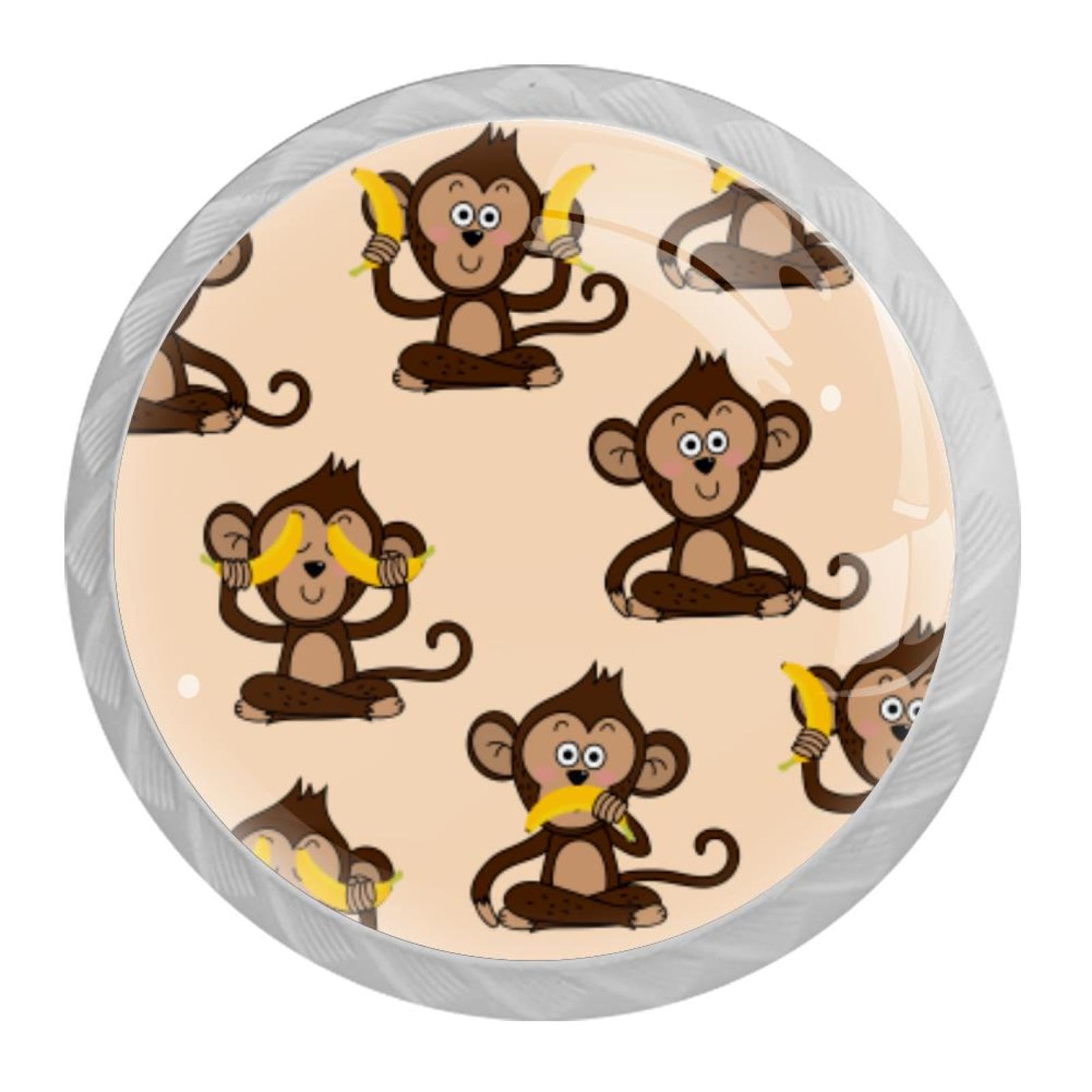 Tqmspg 4 Pieces Drawer Pulls Cute Animal Monkey Door Knobs Dresser Handles for Kitchen Wardrobe Cupboard Hardware Furniture