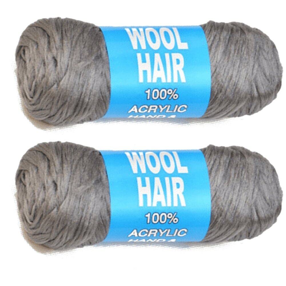 Fituenly Grey Brazilian Wool Hair 1 Roll Gray Acrylic Yarn For African Hair Braiding Sengalese Twisting Jumbo Braids/Crochet Locs/Wraps/Dreadlocks