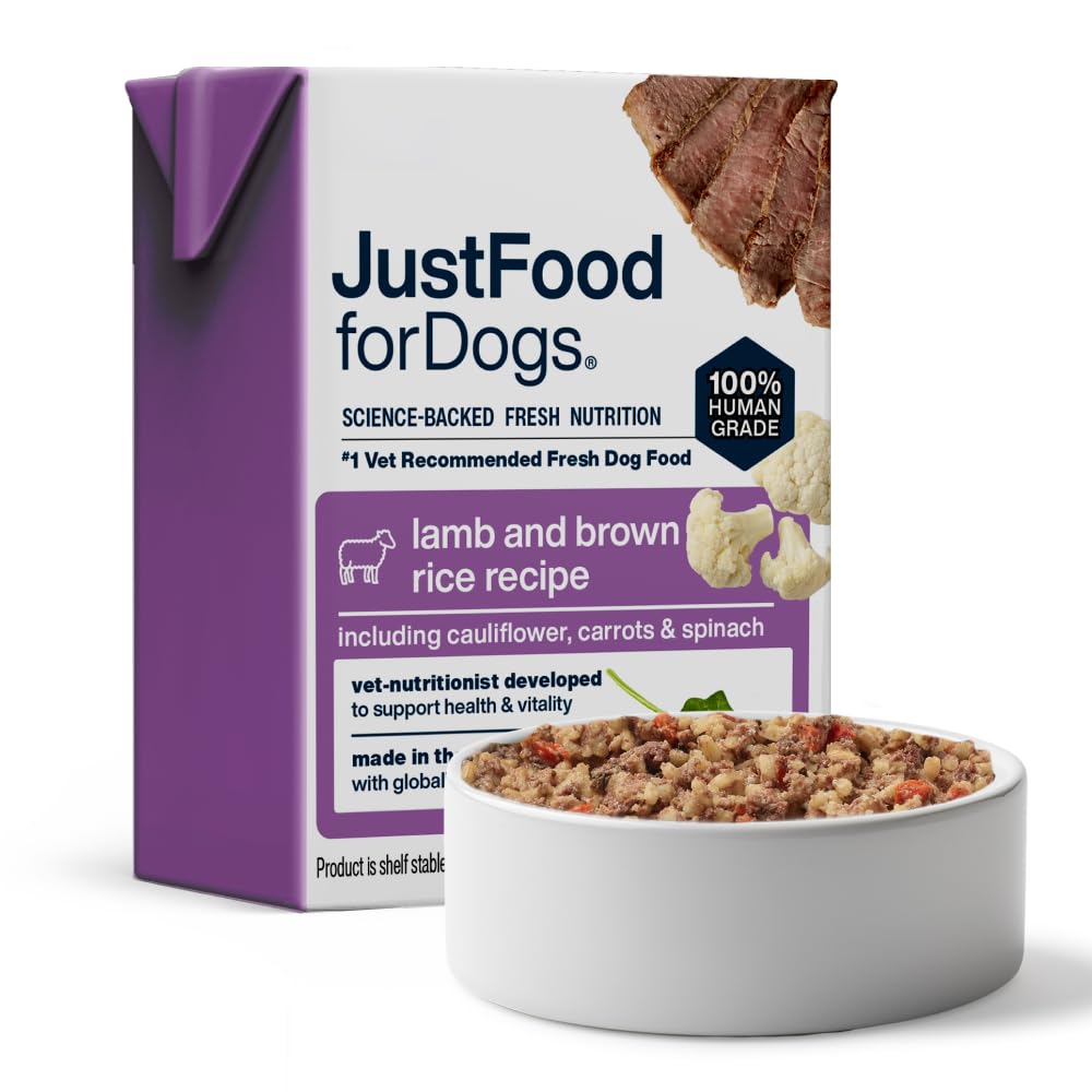 JustFoodForDogs Pantry Fresh Wet Dog Food, Complete Meal or Dog Food Topper, Lamb & Brown Rice Human Grade Dog Food Recipe - 12.5 oz (Pack of 12)