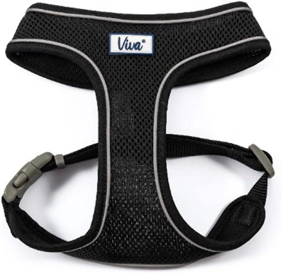 Ancol Viva Lightweight Breathable Comfort Mesh Nylon, Plastic Dog Harness Black Size Medium (Fits Girth 44-57 cm)
