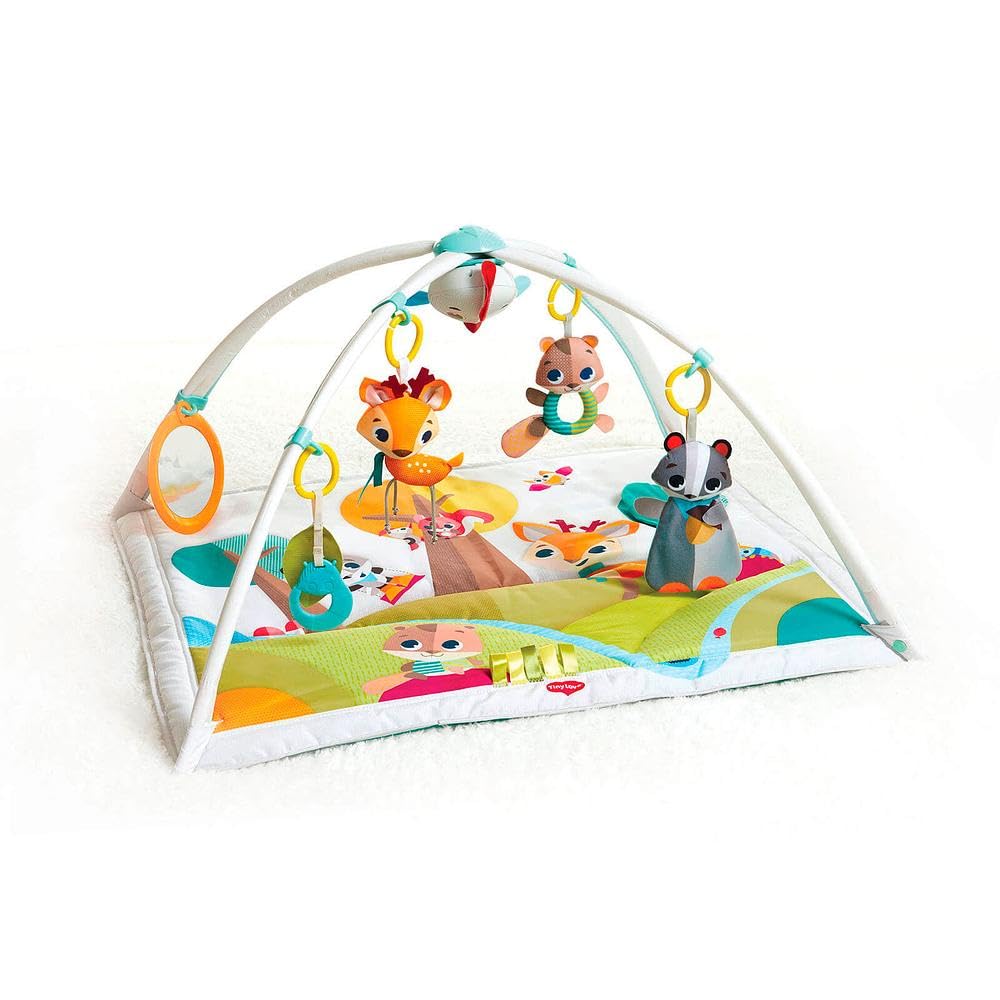 Tiny Love Deluxe, Tapis d’Éveil Bébé Musical 2-en-1, 0 Mois+, Tapis de Jeux Bébé Polyvalent, 18 Activités, Jouet Musical à Emporter, Arches Réglables, Développement Cognitif, Into the Forest