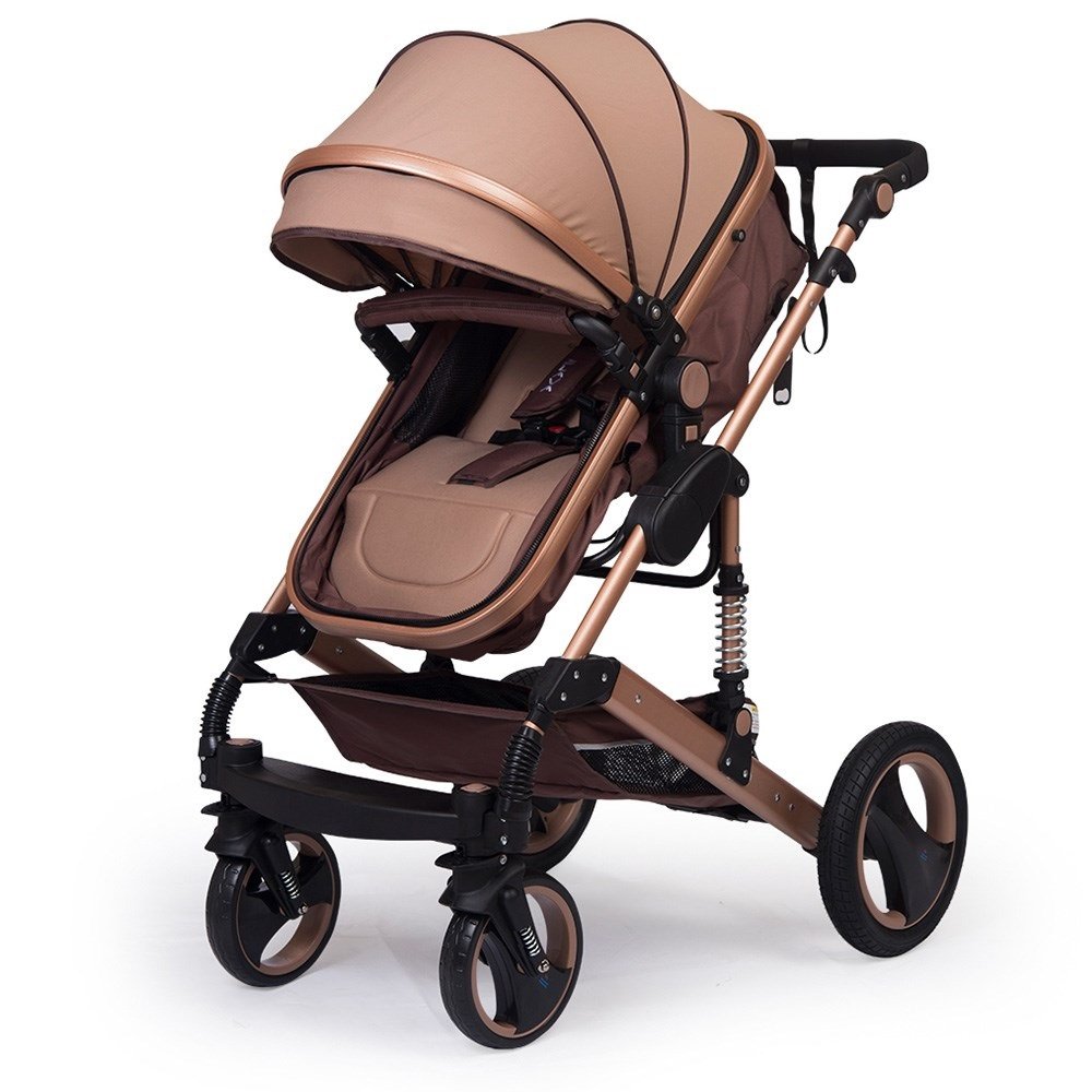 Kinderwagen California, 3 in 1 Kombikinderwagen Megaset 8 teilig inkl. Babywanne, Sportwagen, Babyschale, und Zubehör, zertifiziert nach der Sicherheitsnorm EN1888, beige