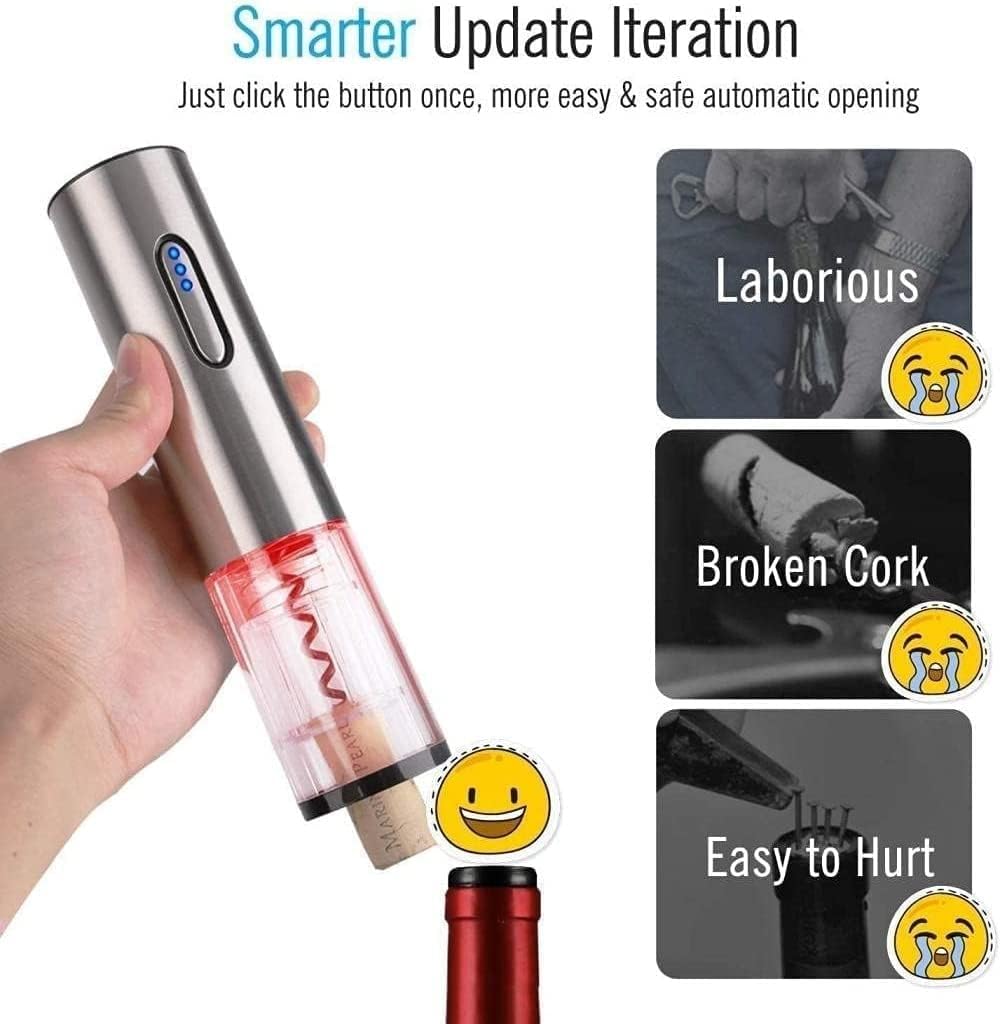 Electric Wine Bottle Openers Set - Rechargeable Automatic Corkscrew Opener Puller, Electronic Wine Opener Set, Electric Corkscrew Set, Stainless Steel