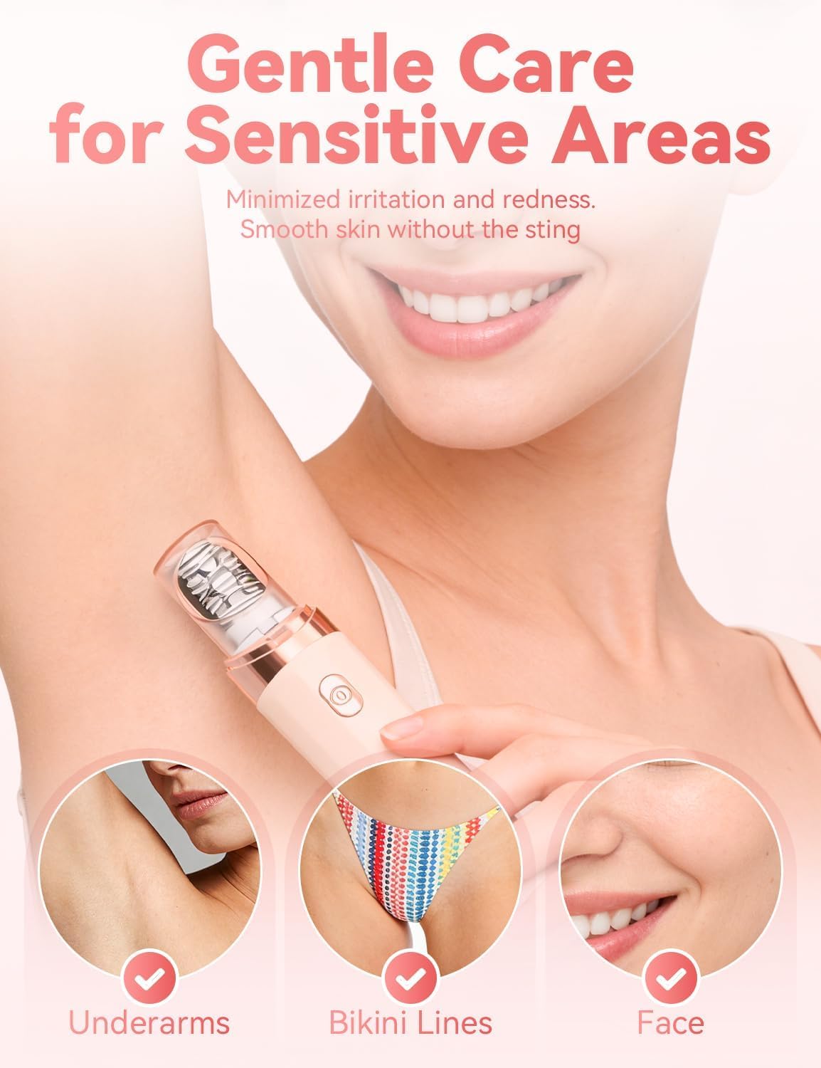 EpilSmooth Epilateur Electrique, USB Rechargeable Avec Lumière LED Intégrée, épilateur Facial Portable 7 en 1 indolore, et Doux pour, le Corps - Solution D'épilation Rapide et Sûre (Rose) - 5