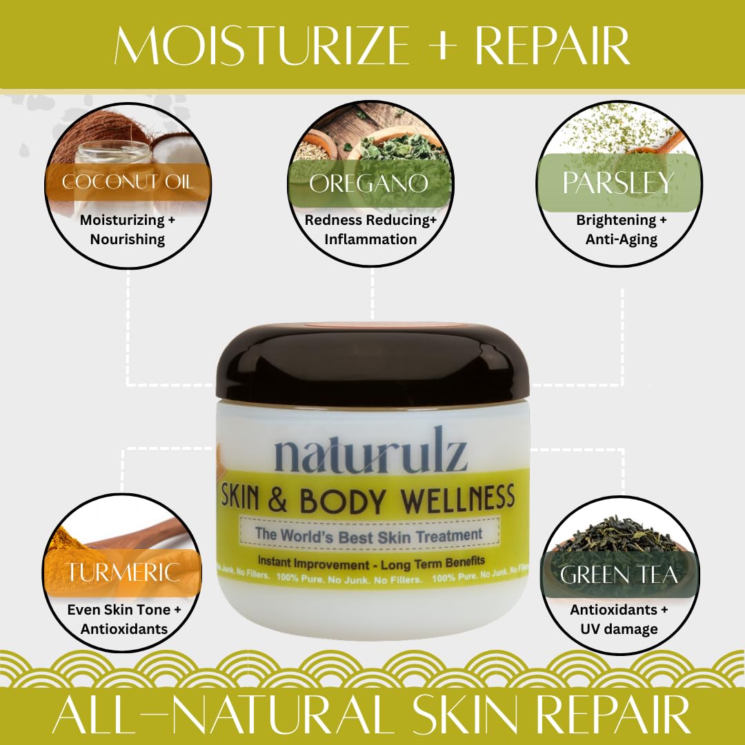 Naturulz Skin & Body Wellness 4oz – Fast-Absorbing Everyday Moisturizer with Nourishing Coconut oil. Antioxidant-rich Herbal Body Butter for Deep nourishment and healthy skin texture and apperance. - Image 2