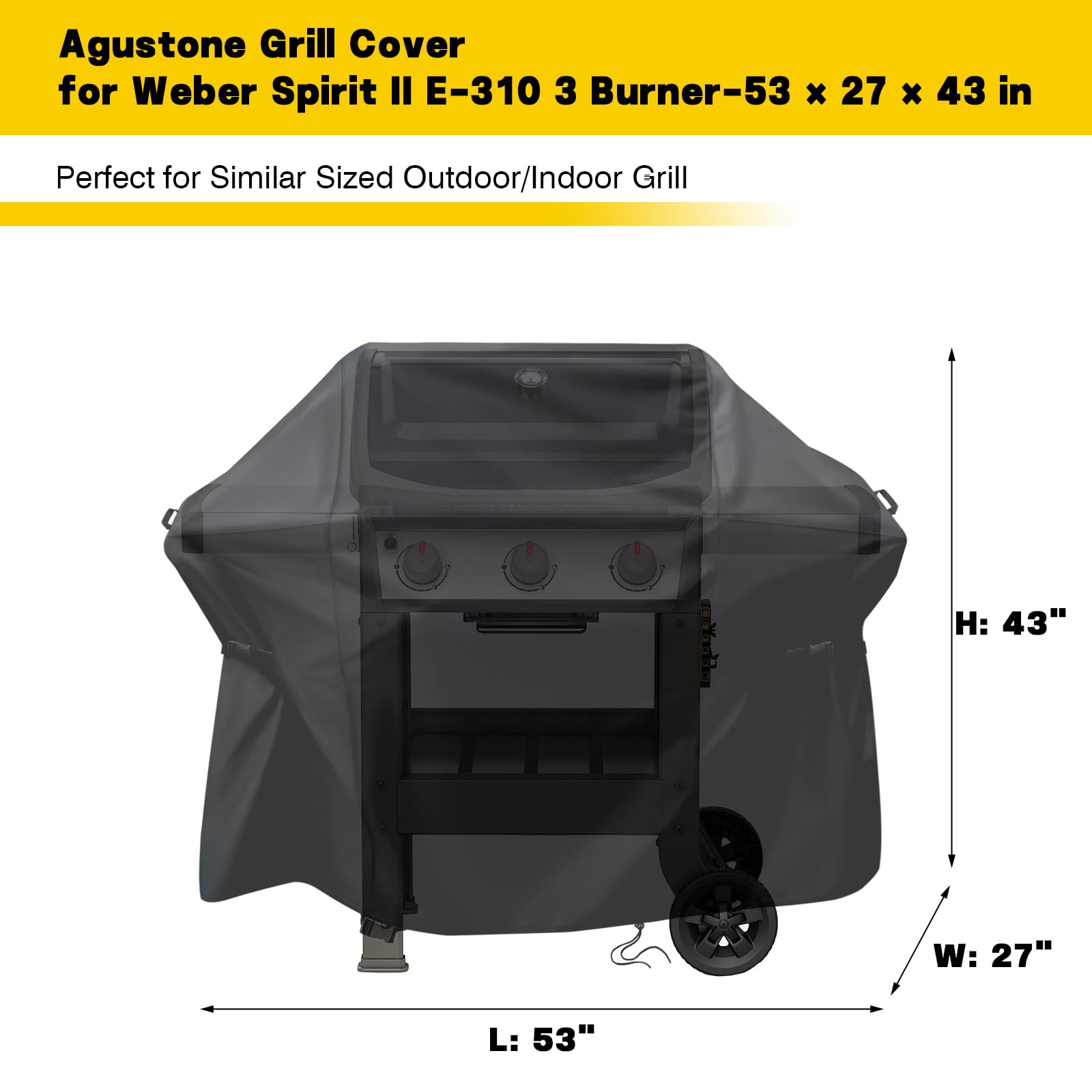 Copertura per griglia Weber Spirit a 4 fuochi E-425 a propano liquido, copertura impermeabile esterna per griglie Weber Spirit serie 300 e 400, copertura resistente per barbecue