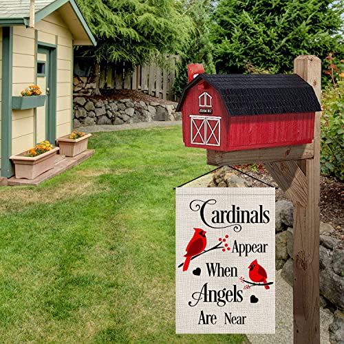 Swooflia Cardinal Garden Flag Gardinals Appear When Angels Are Near Small Yard Flag For Outside Decor Burlap Garden Banner 12X18 Inch Double Sided #TOP3