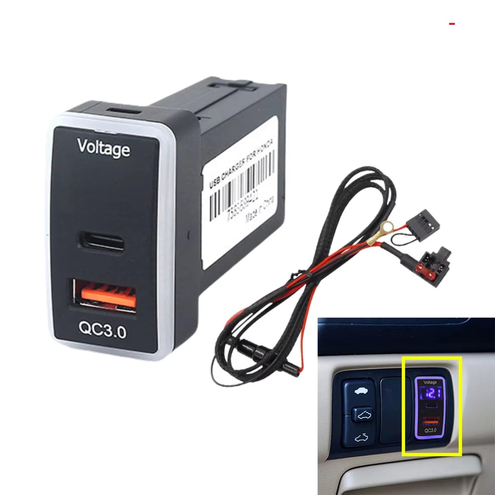 Faro Modulo Driver Presa USB Per Console Compatibile Con Fit For Accord Per Auto Per Civic Presa Di Ricarica Adattatore Di Alimentazione A Ricarica Rapida Con PD QC3.0