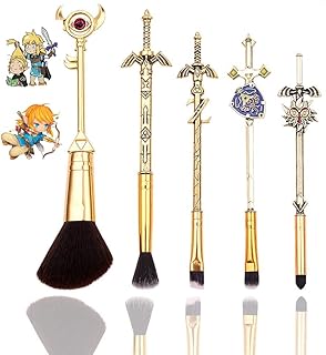 The Legend of Zelda Makeup Makeup Brush Set 5Pcs with Storage bag， Anime Peripheral Makeup Brush Set，The Best Gift for Fans of Demon Slayer. (The Legend of Zelda)